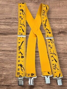 Holdup Suspender Co Yellow Carpenter Tradesman Series Measuring Ruler Suspenders